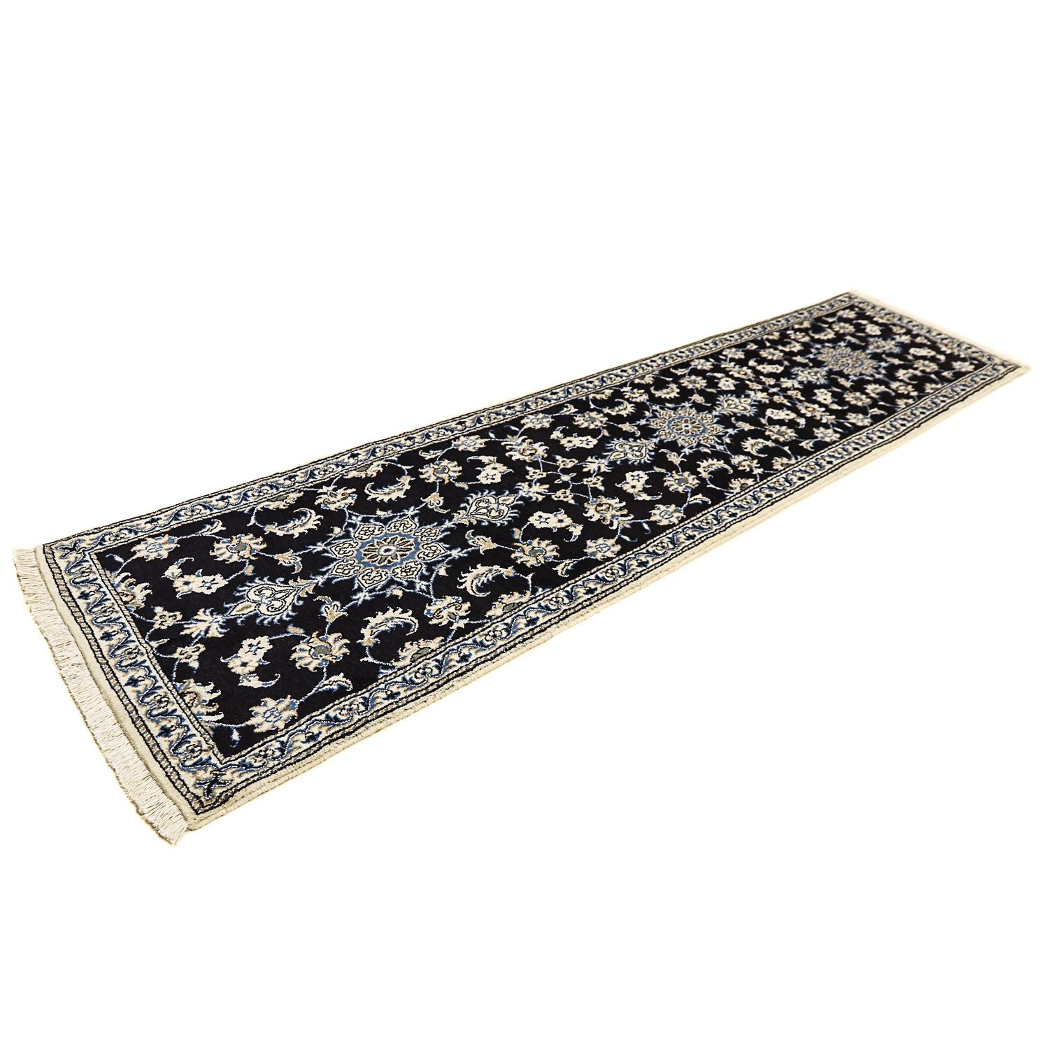 Alfombra de pasillo Alfombra persa - Nain - 297 x 76 cm - azul oscuro