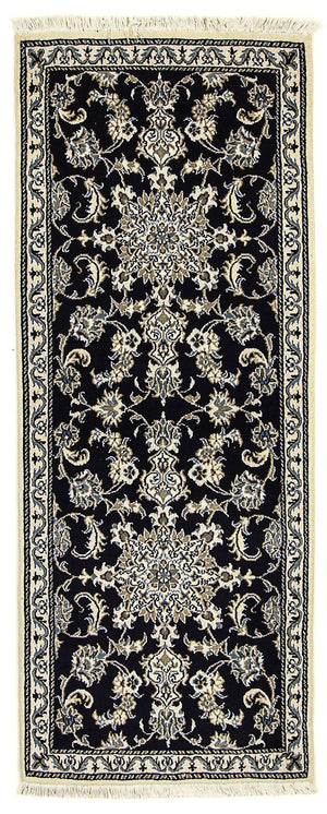 Alfombra de pasillo Alfombra persa - Nain - 192 x 78 cm - azul oscuro