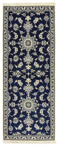 Alfombra de pasillo Alfombra persa - Nain - 195 x 77 cm - azul oscuro