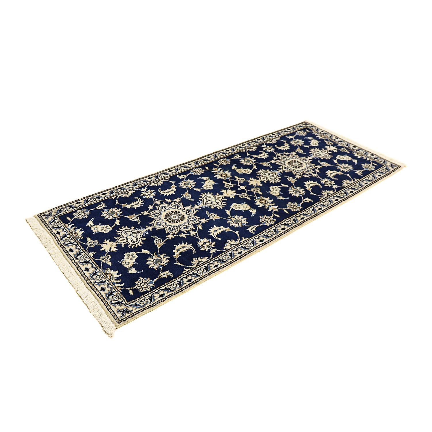 Alfombra de pasillo Alfombra persa - Nain - 195 x 77 cm - azul oscuro