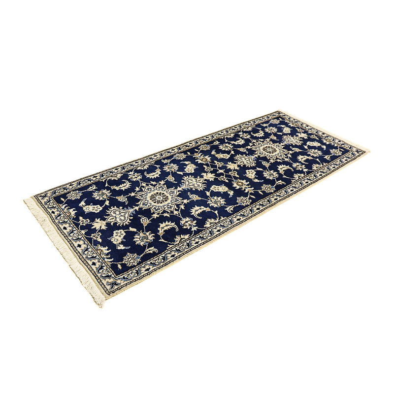 Alfombra de pasillo Alfombra persa - Nain - 195 x 77 cm - azul oscuro