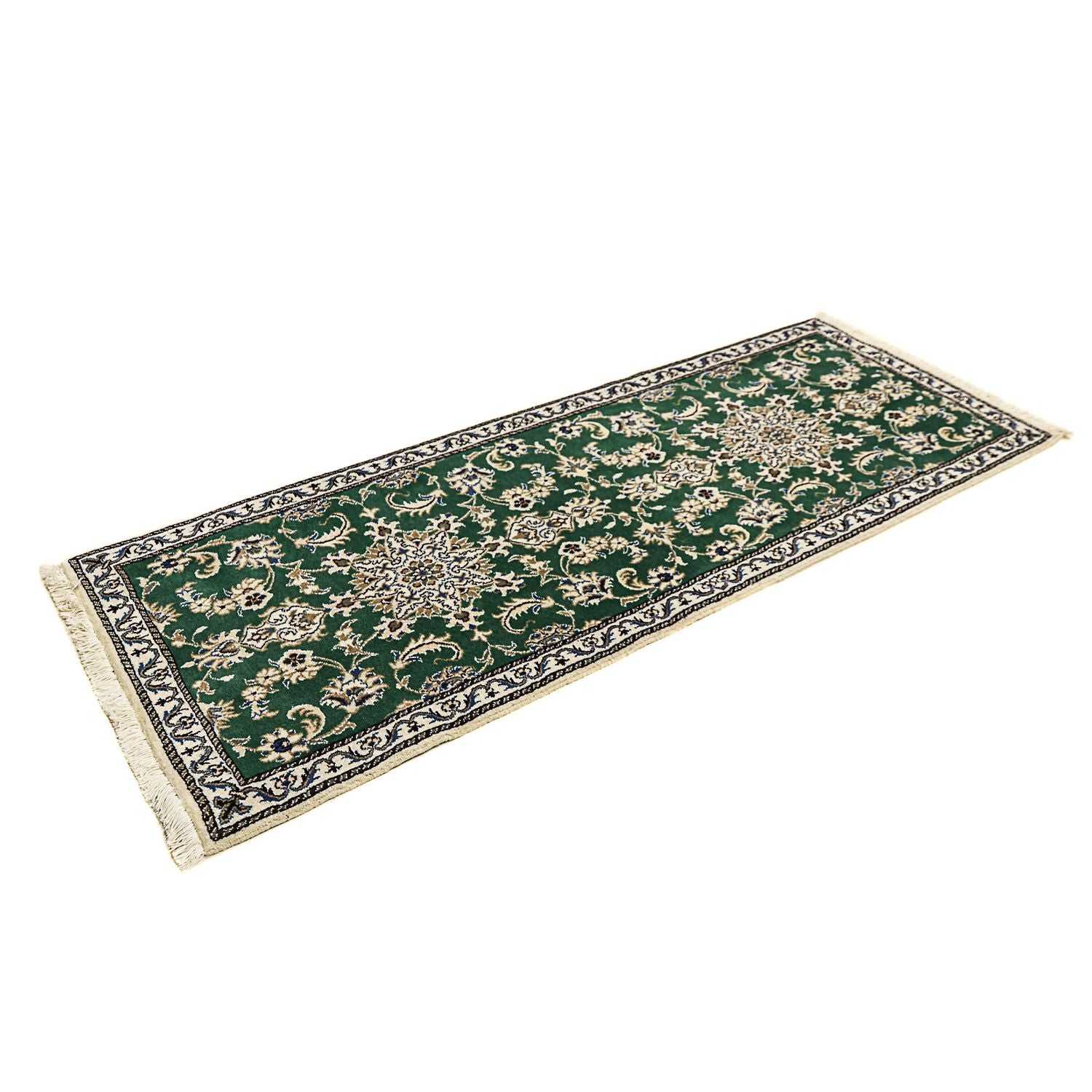 Alfombra de pasillo Alfombra persa - Nain - 200 x 74 cm - verde oscuro