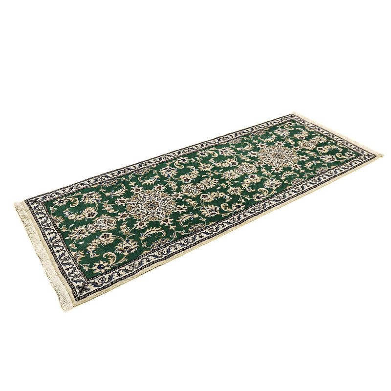 Alfombra de pasillo Alfombra persa - Nain - 200 x 74 cm - verde oscuro