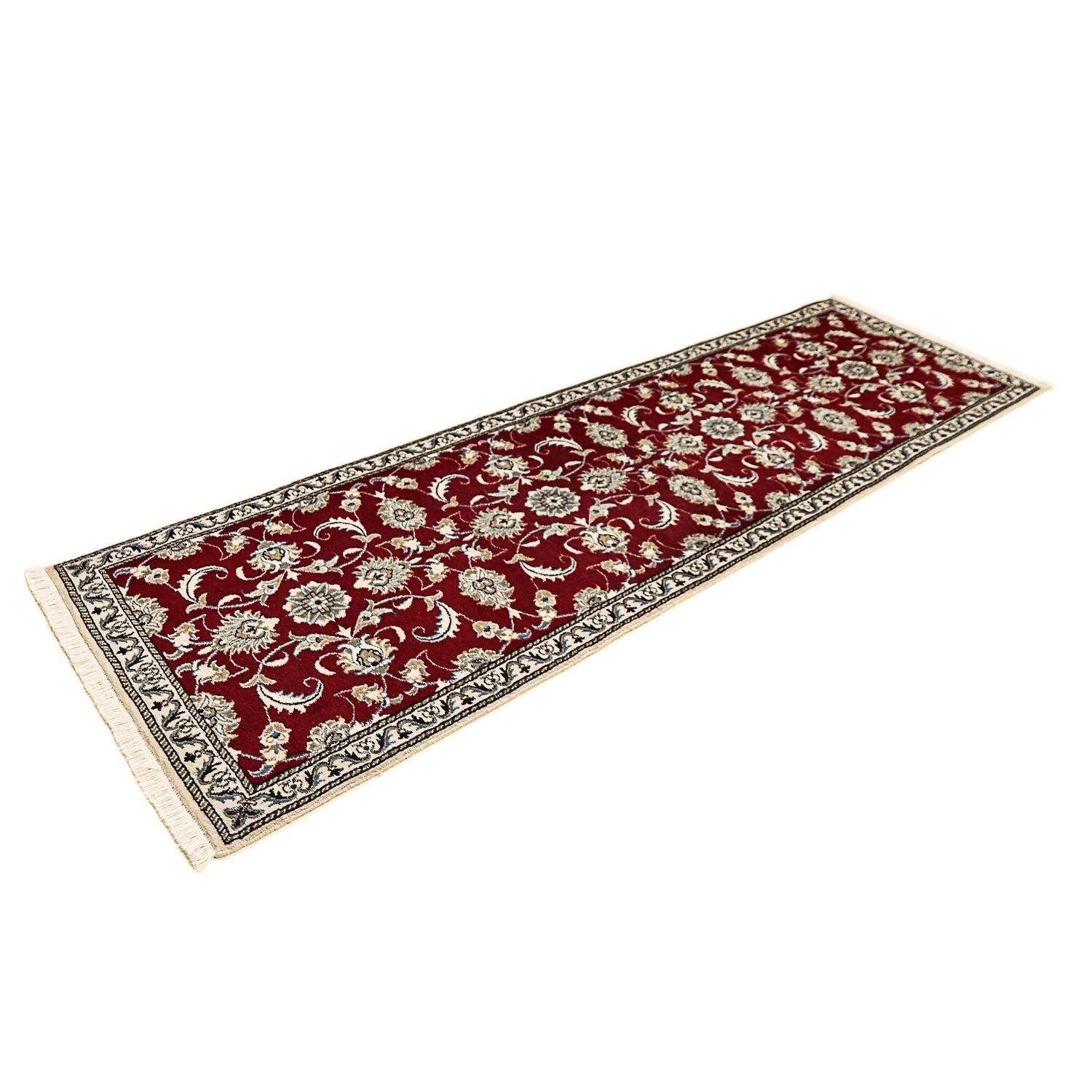 Alfombra de pasillo Alfombra persa - Nain - 256 x 77 cm - rojo oscuro