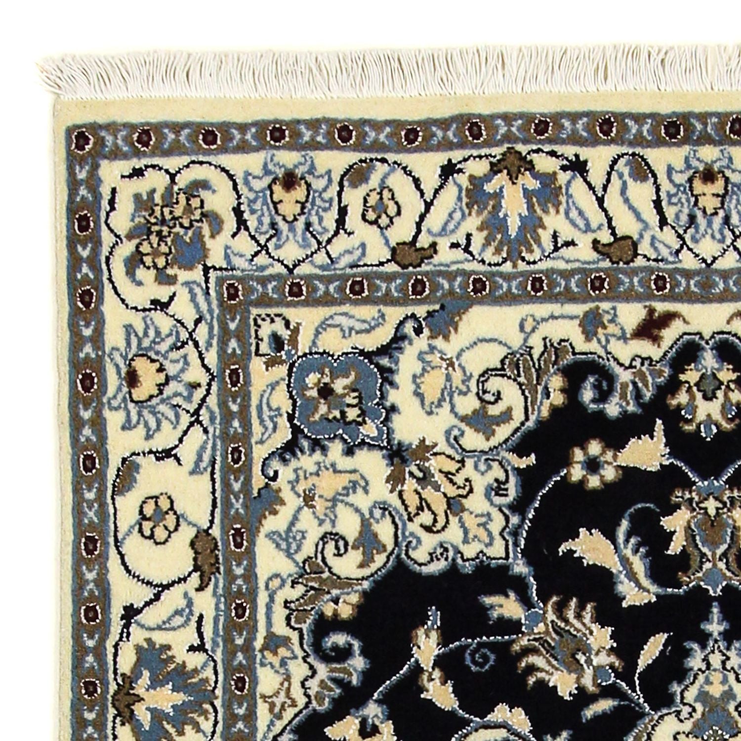 Alfombra persa - Nain - 198 x 119 cm - azul oscuro