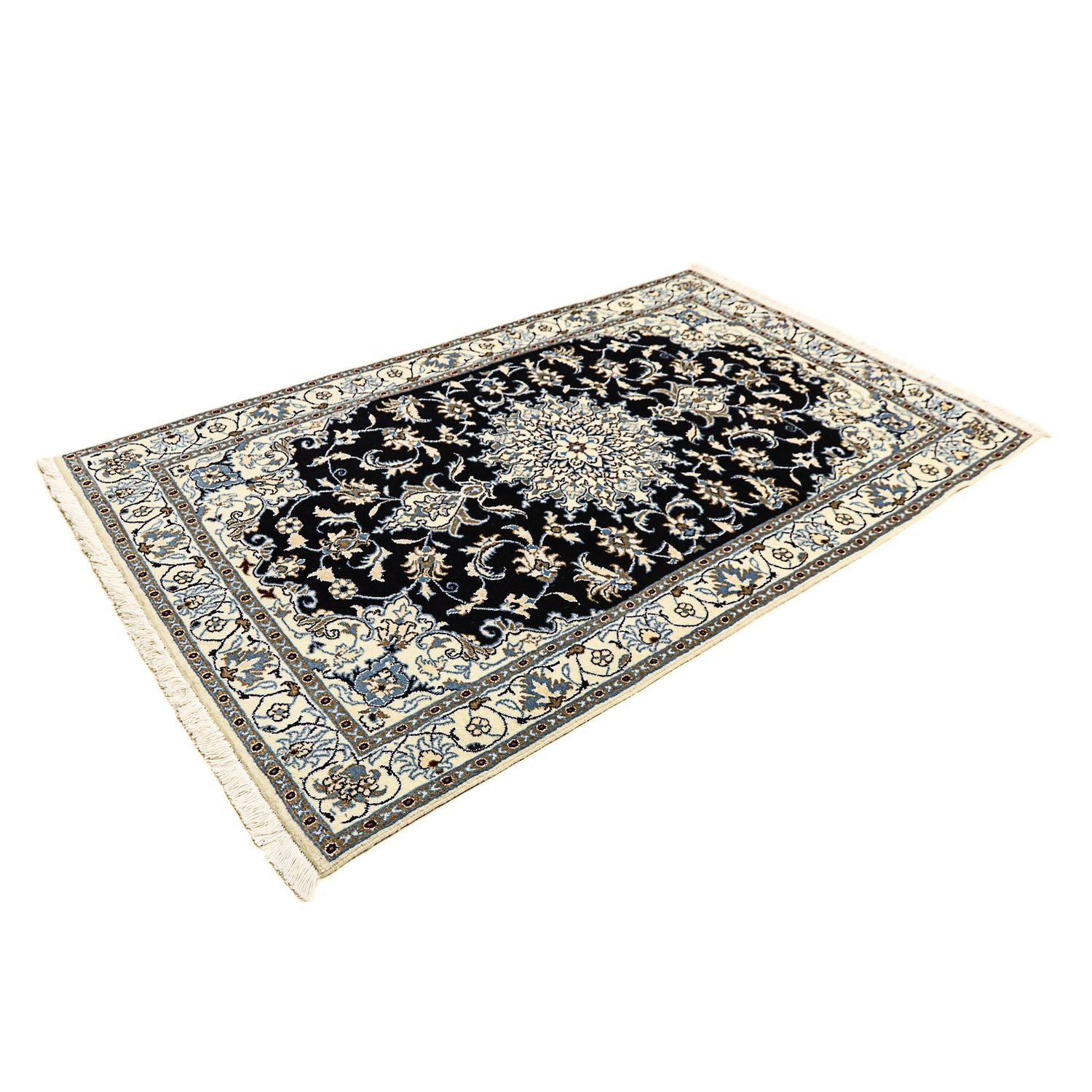 Alfombra persa - Nain - 198 x 119 cm - azul oscuro