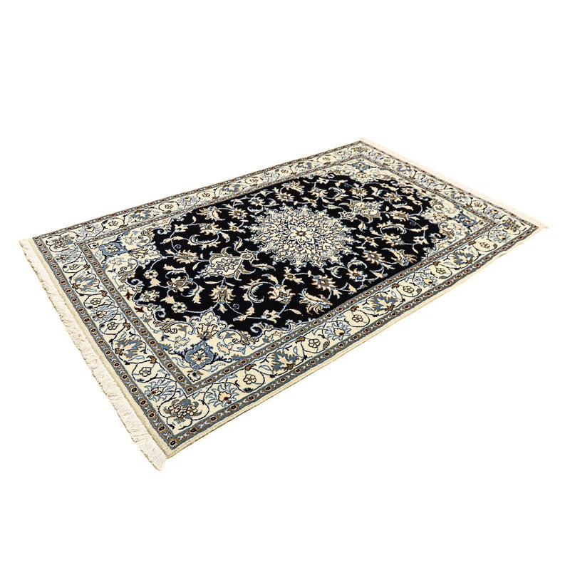 Alfombra persa - Nain - 198 x 119 cm - azul oscuro
