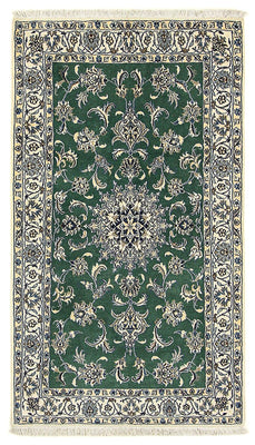 Alfombra persa - Nain - 203 x 115 cm - verde oscuro