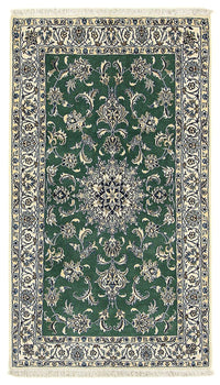 Alfombra persa - Nain - 203 x 115 cm - verde oscuro