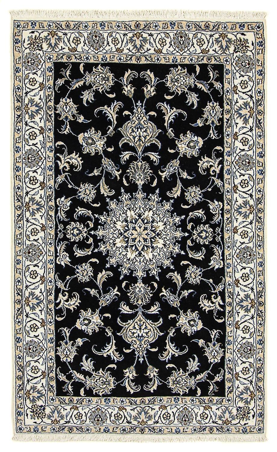 Alfombra persa - Nain - 198 x 117 cm - azul oscuro