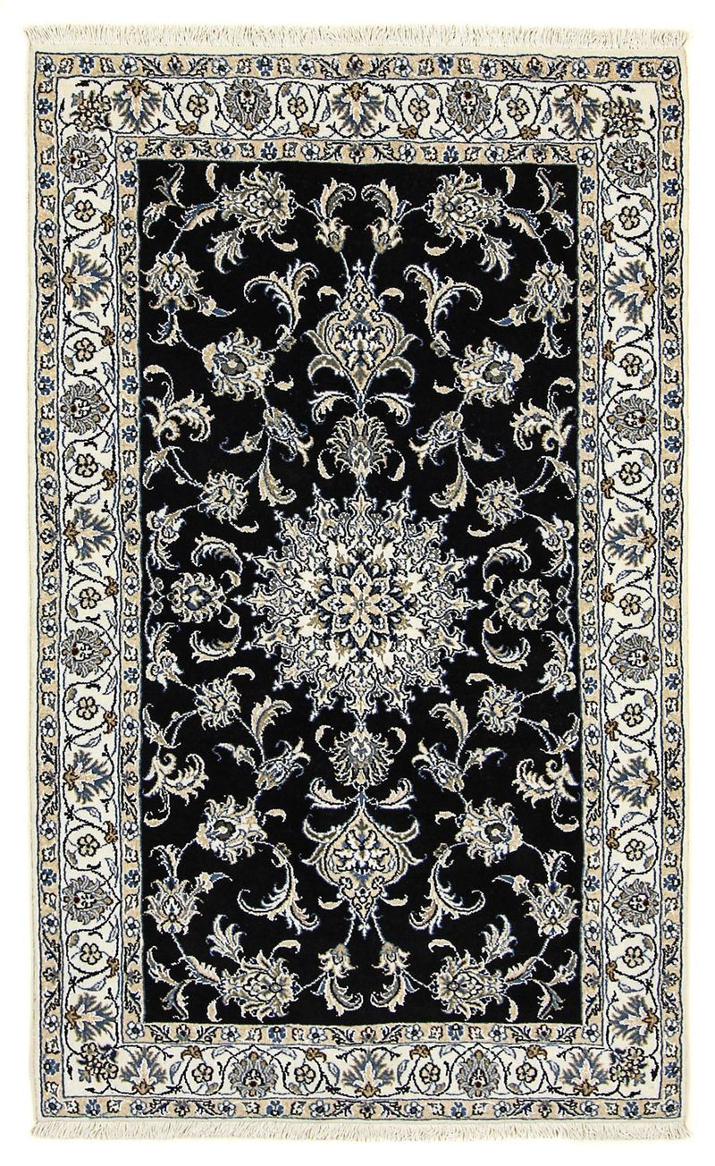 Alfombra persa - Nain - 198 x 117 cm - azul oscuro