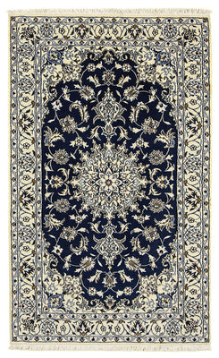 Alfombra persa - Nain - 203 x 120 cm - azul oscuro