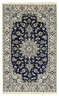 Alfombra persa - Nain - 203 x 120 cm - azul oscuro