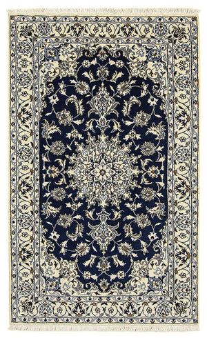 Alfombra persa - Nain - 203 x 120 cm - azul oscuro