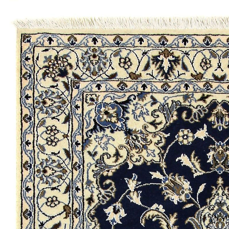 Alfombra persa - Nain - 203 x 120 cm - azul oscuro