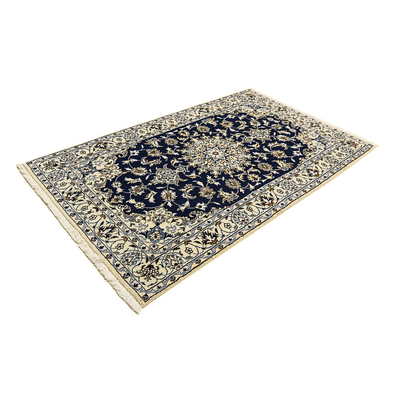Alfombra persa - Nain - 203 x 120 cm - azul oscuro