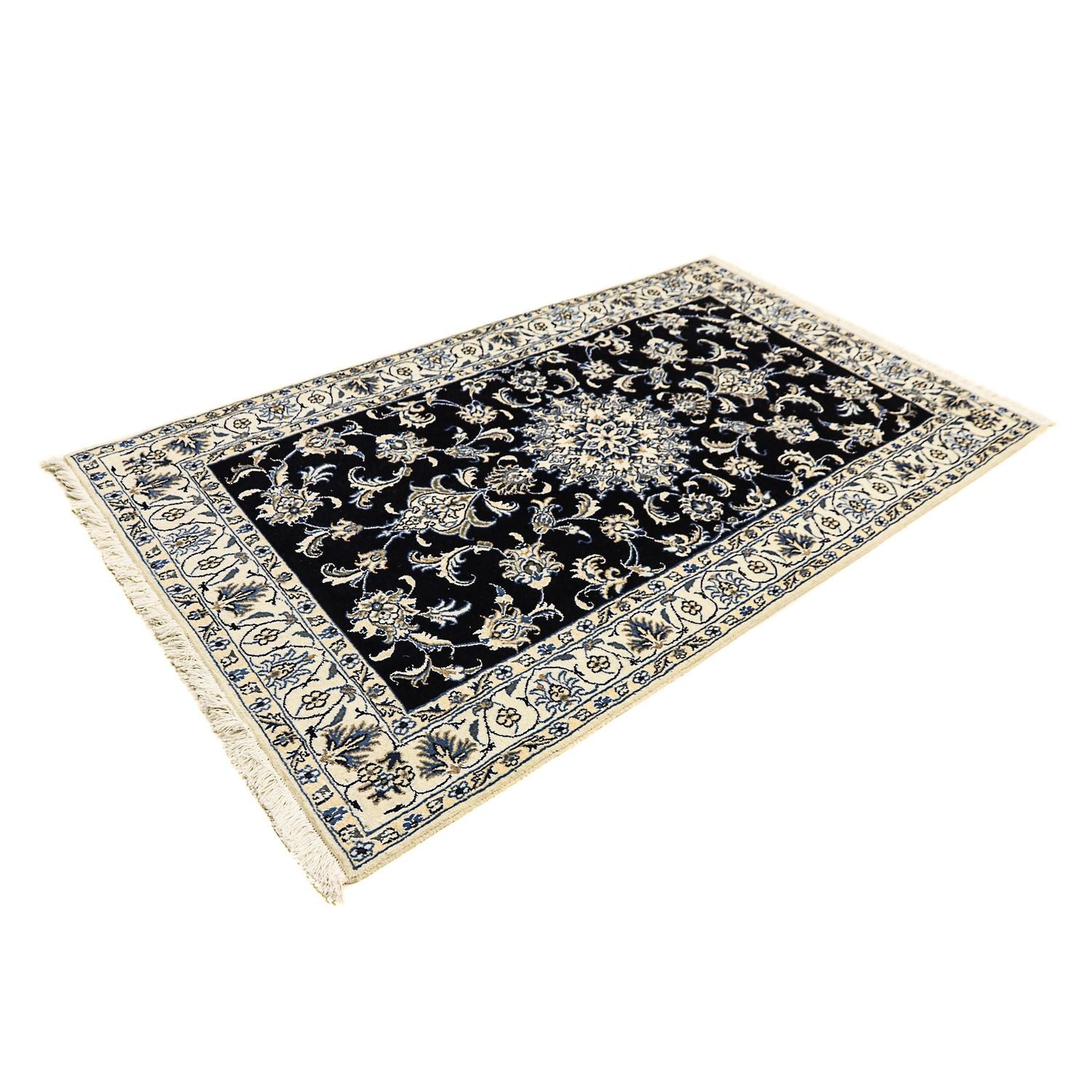 Alfombra persa - Nain - 200 x 120 cm - azul oscuro