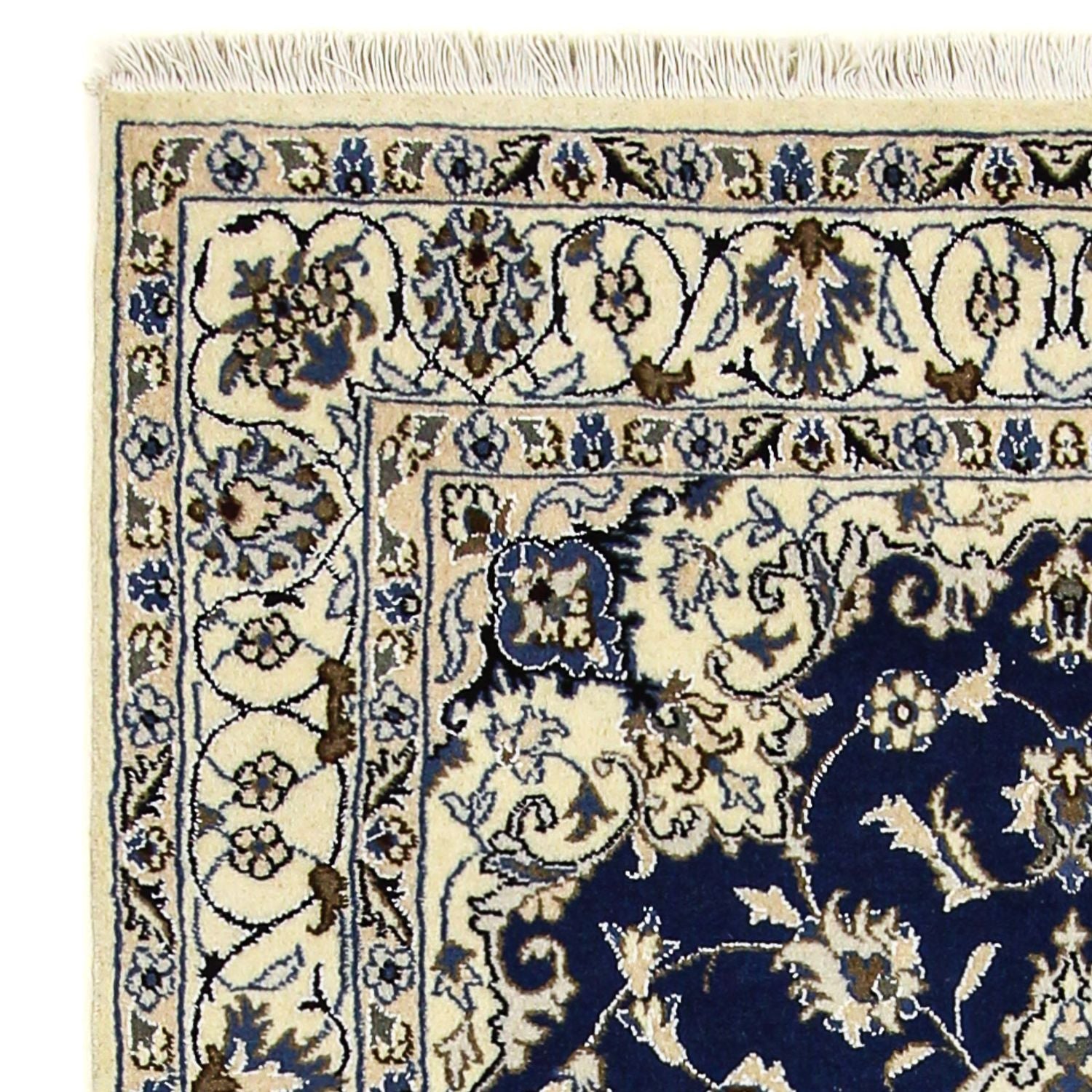 Alfombra persa - Nain - 202 x 115 cm - azul oscuro