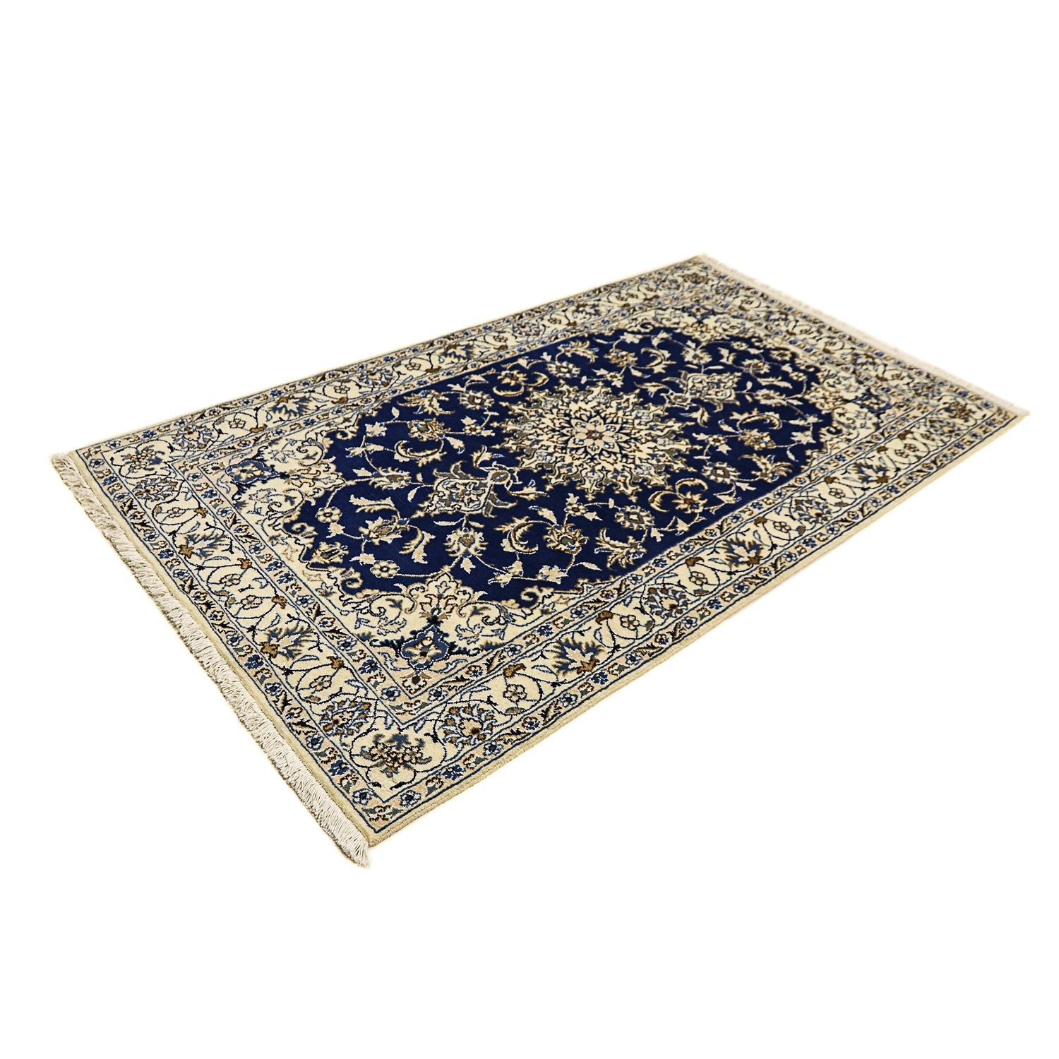 Alfombra persa - Nain - 202 x 115 cm - azul oscuro