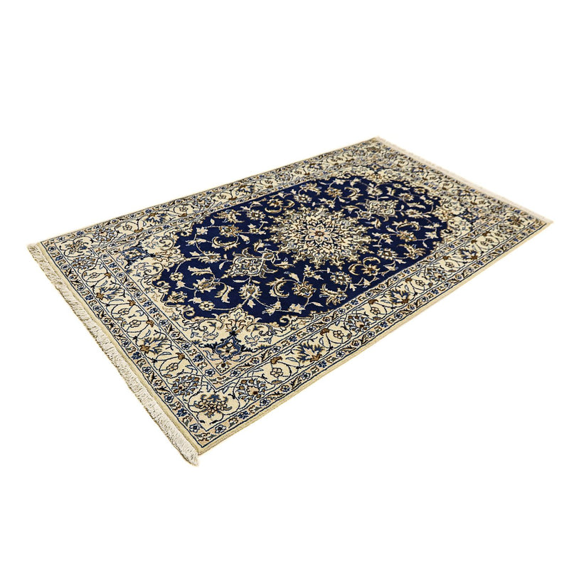 Alfombra persa - Nain - 202 x 115 cm - azul oscuro