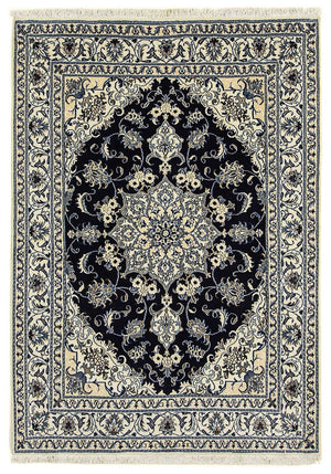 Alfombra persa - Nain - 205 x 143 cm - azul oscuro