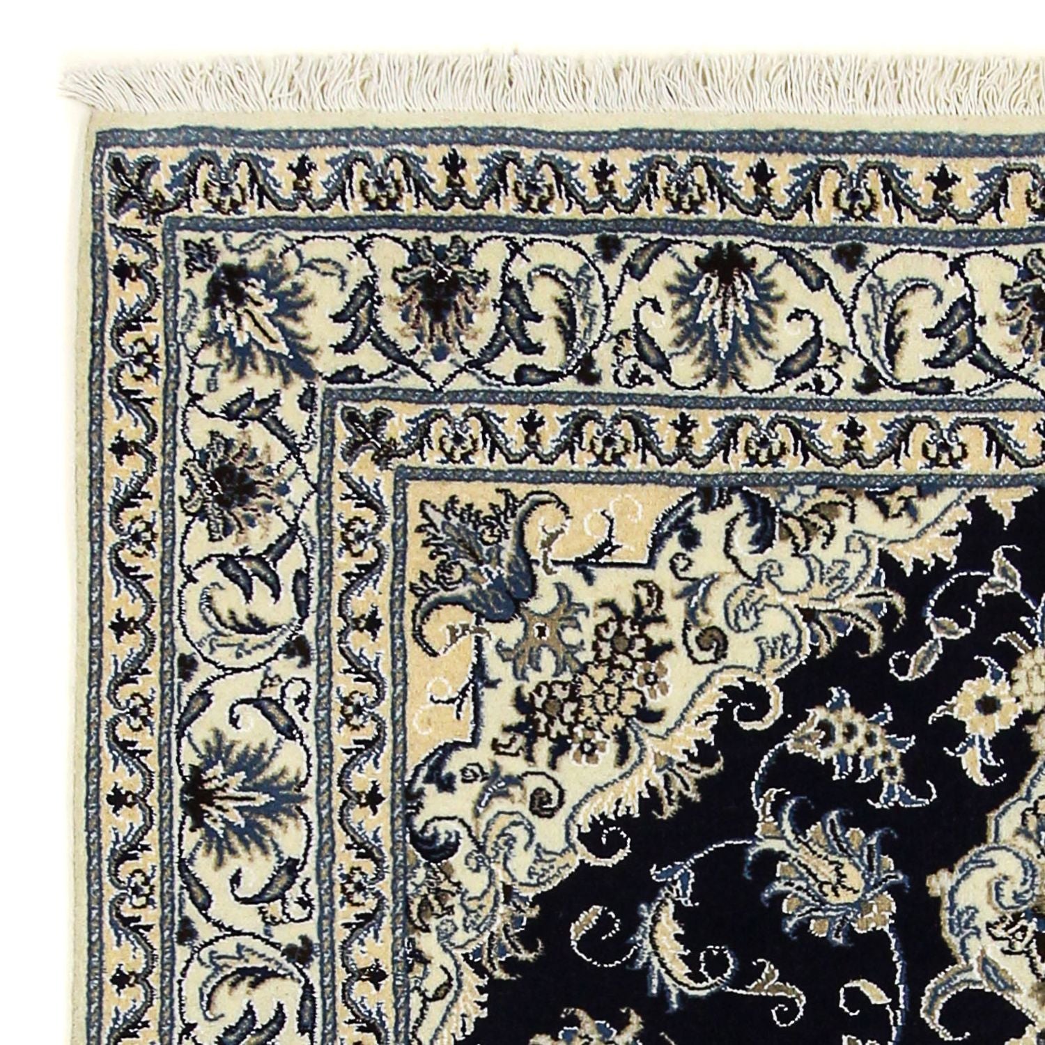 Alfombra persa - Nain - 205 x 143 cm - azul oscuro