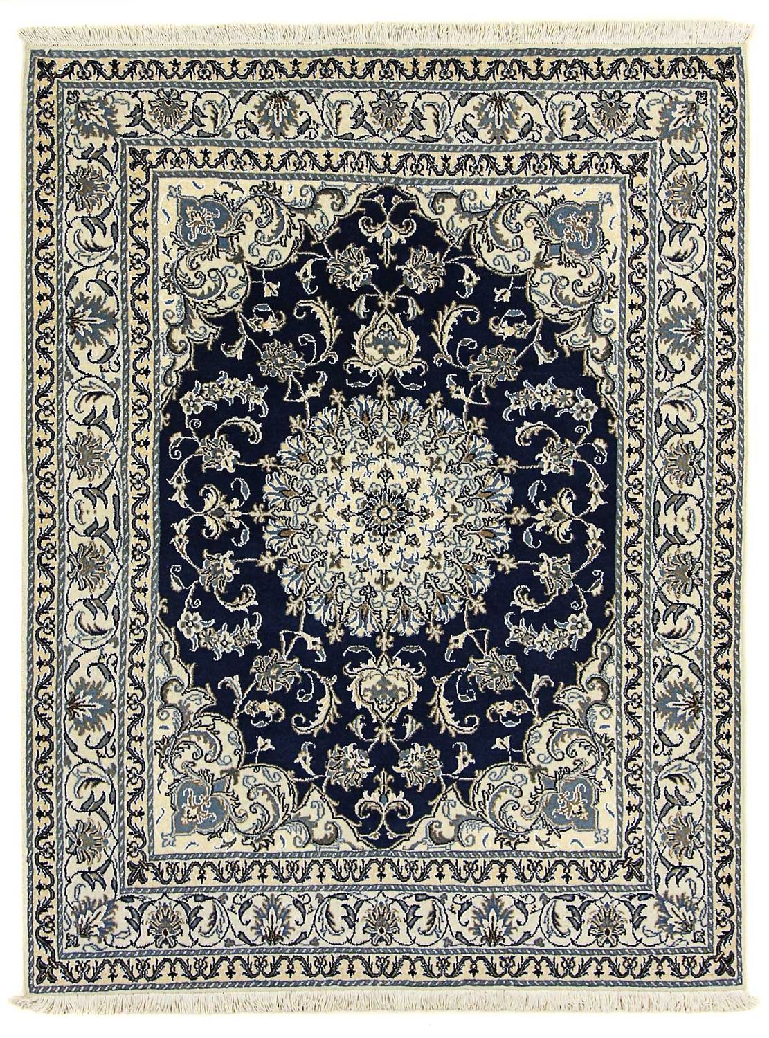Alfombra persa - Nain - 198 x 152 cm - azul oscuro