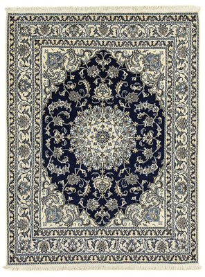 Alfombra persa - Nain - 198 x 152 cm - azul oscuro