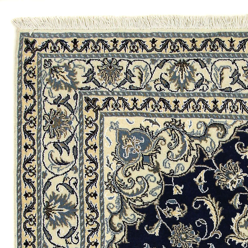 Alfombra persa - Nain - 198 x 152 cm - azul oscuro