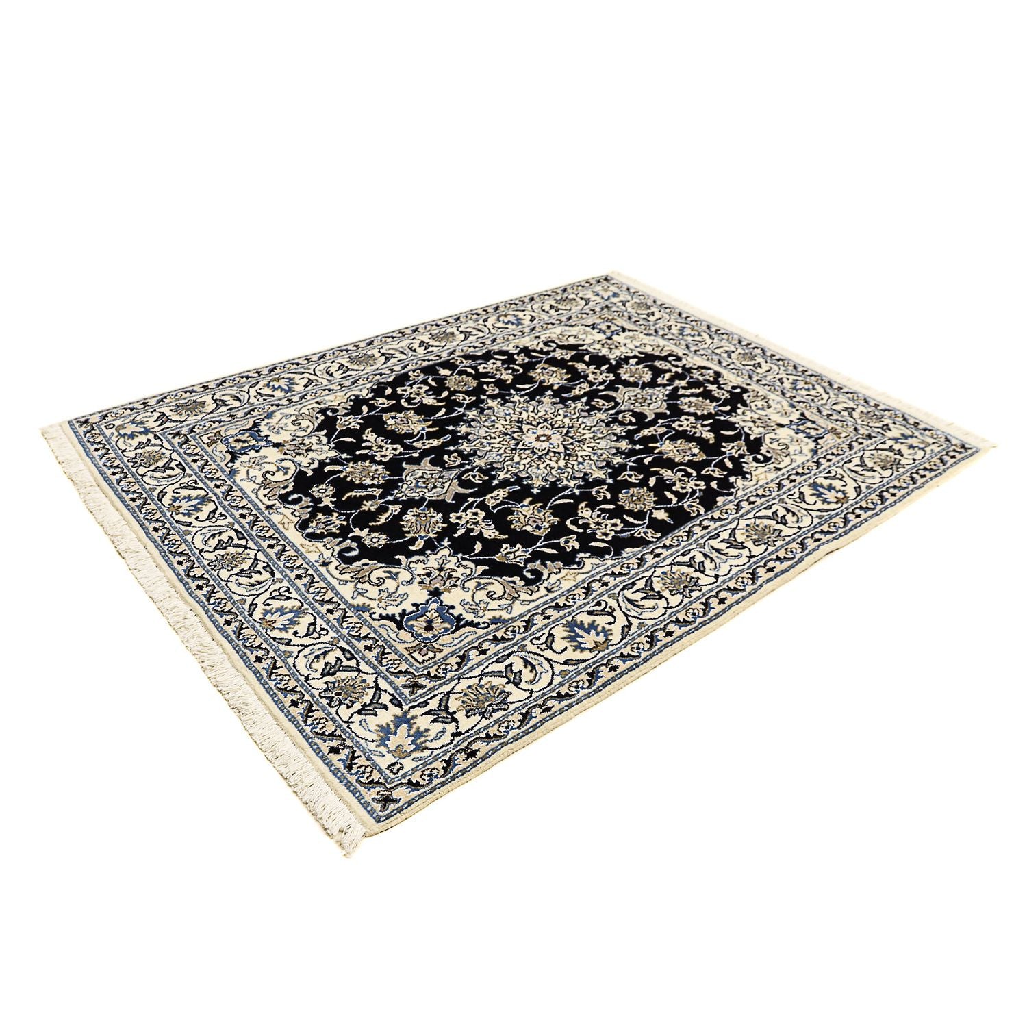 Alfombra persa - Nain - 195 x 147 cm - azul oscuro