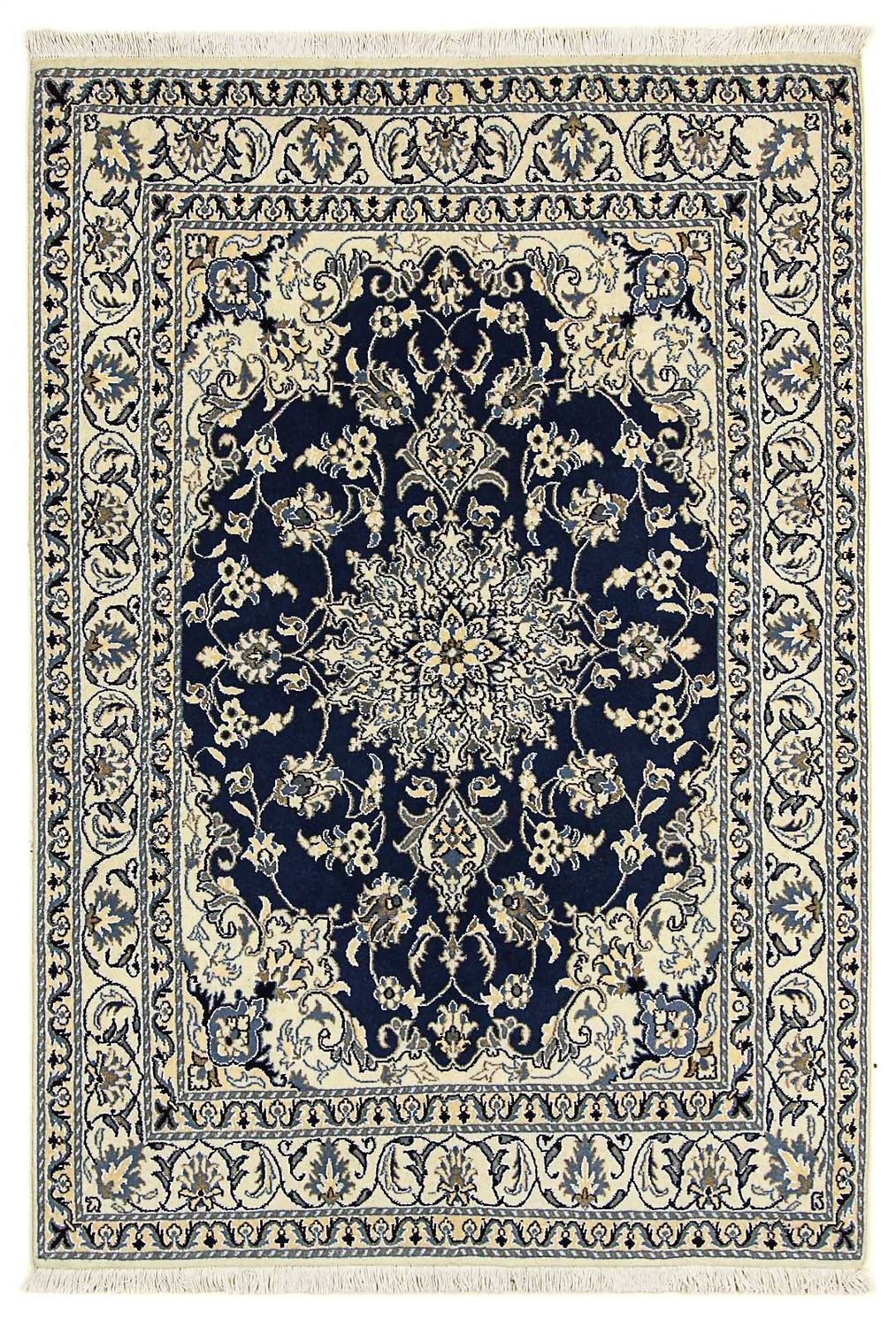 Alfombra persa - Nain - 202 x 142 cm - azul oscuro