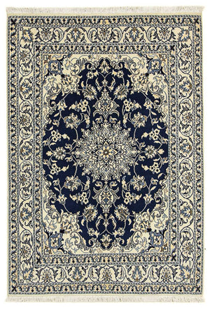 Alfombra persa - Nain - 202 x 142 cm - azul oscuro