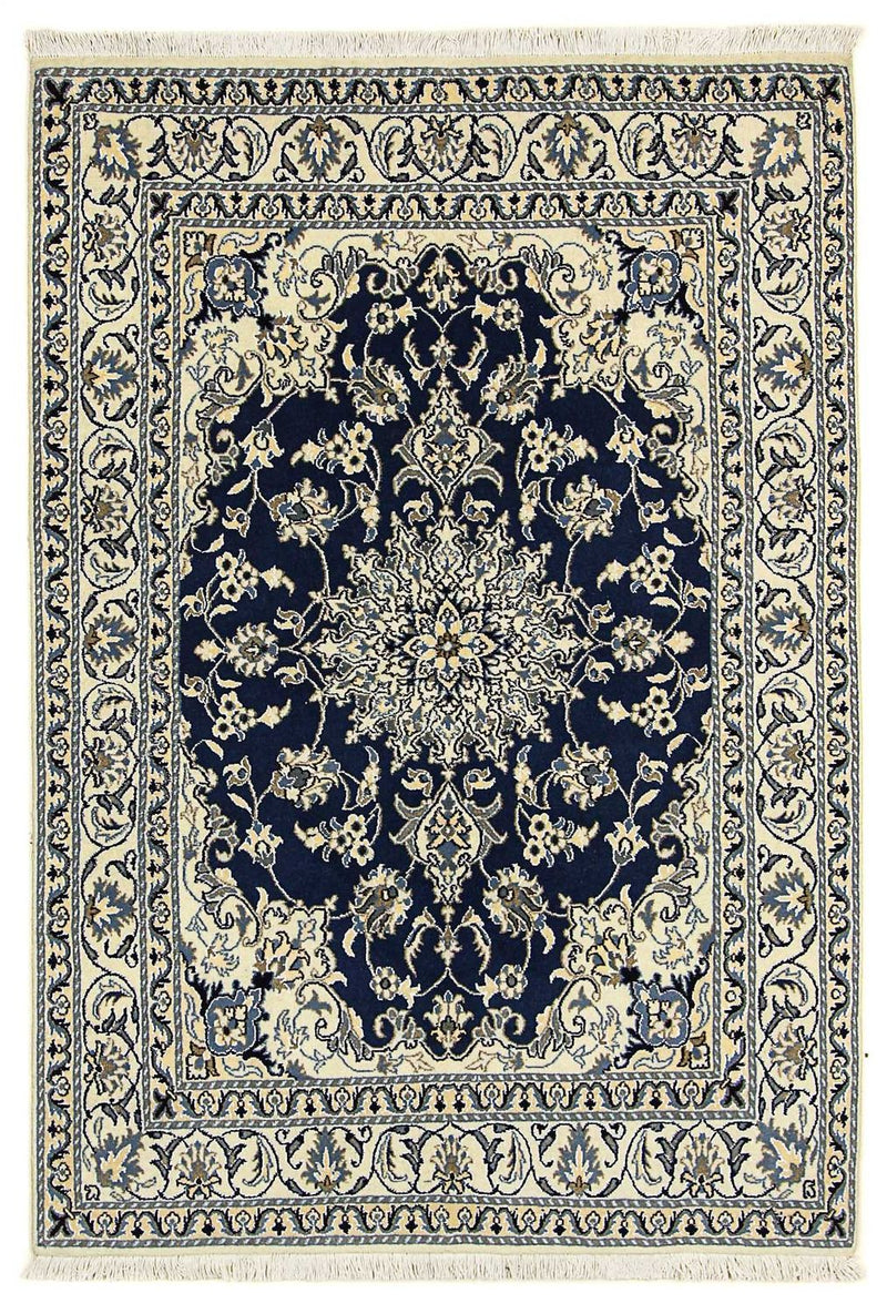 Alfombra persa - Nain - 202 x 142 cm - azul oscuro