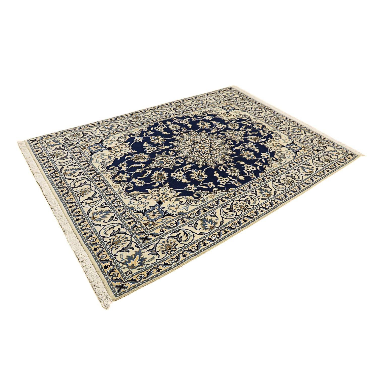 Alfombra persa - Nain - 202 x 142 cm - azul oscuro