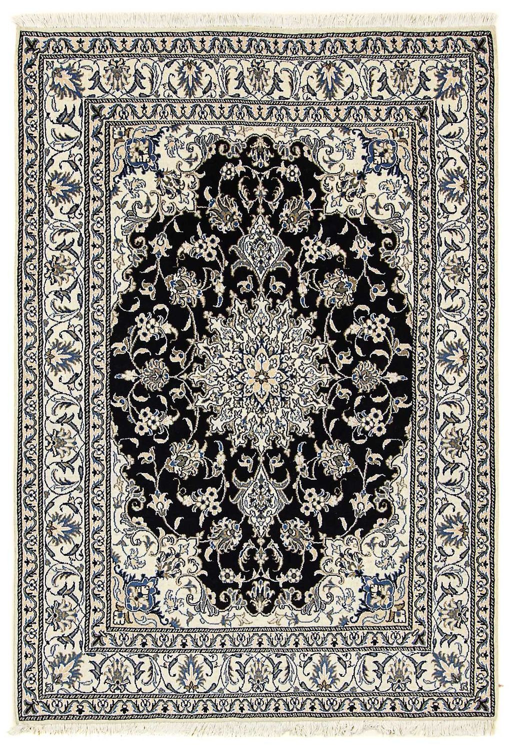 Alfombra persa - Nain - 207 x 146 cm - azul oscuro