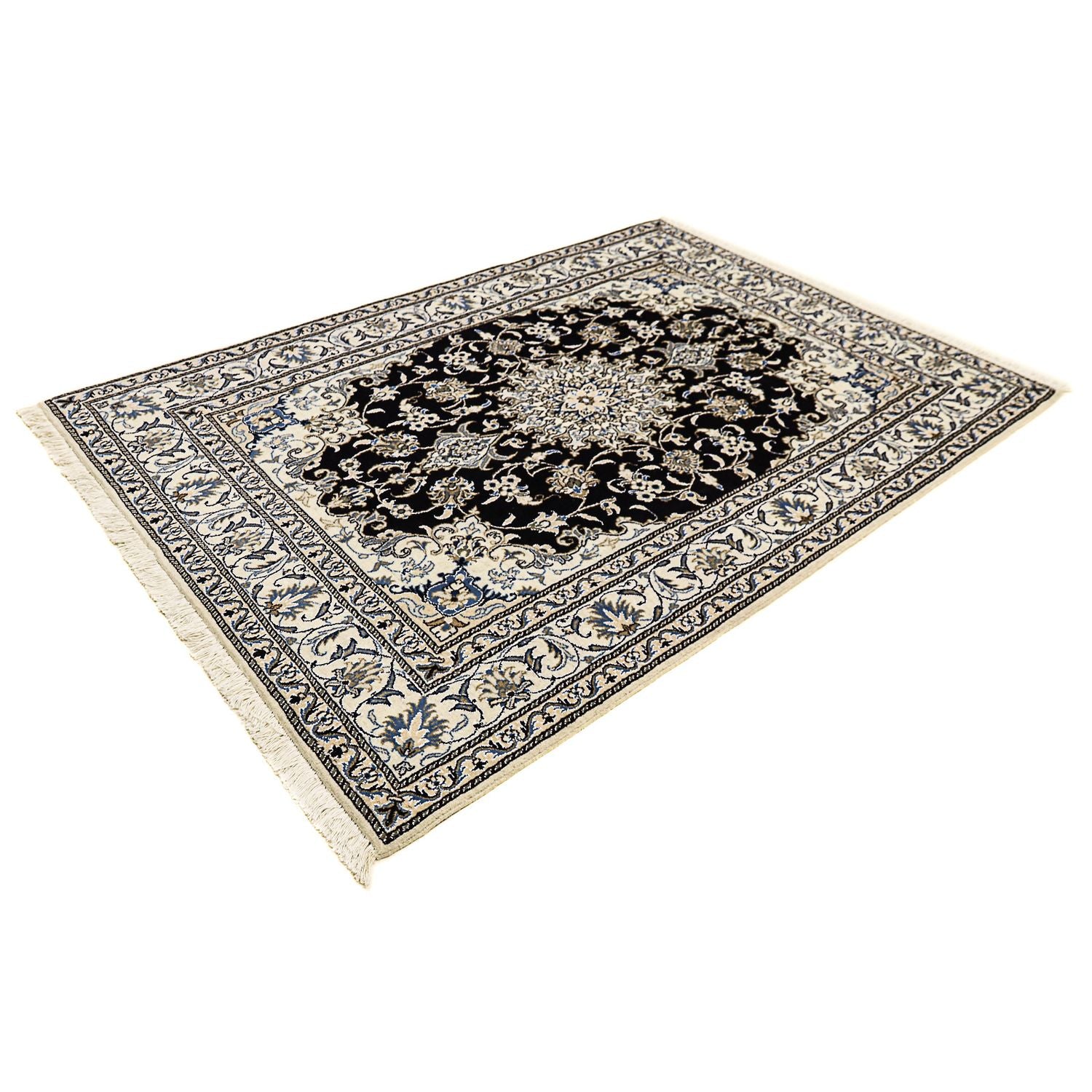 Alfombra persa - Nain - 207 x 146 cm - azul oscuro