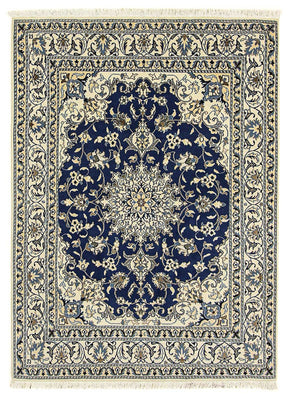 Alfombra persa - Nain - 196 x 145 cm - azul oscuro