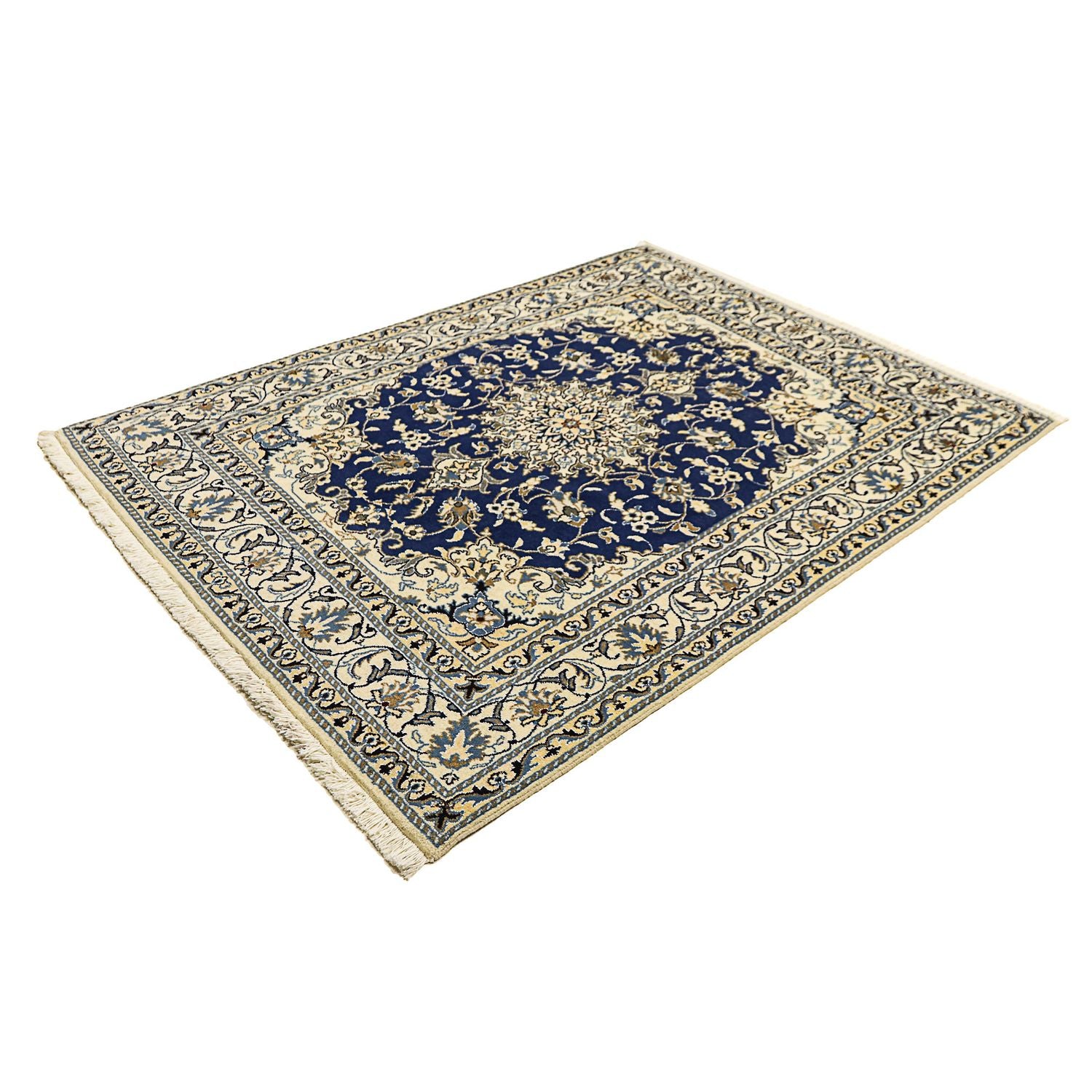Alfombra persa - Nain - 196 x 145 cm - azul oscuro