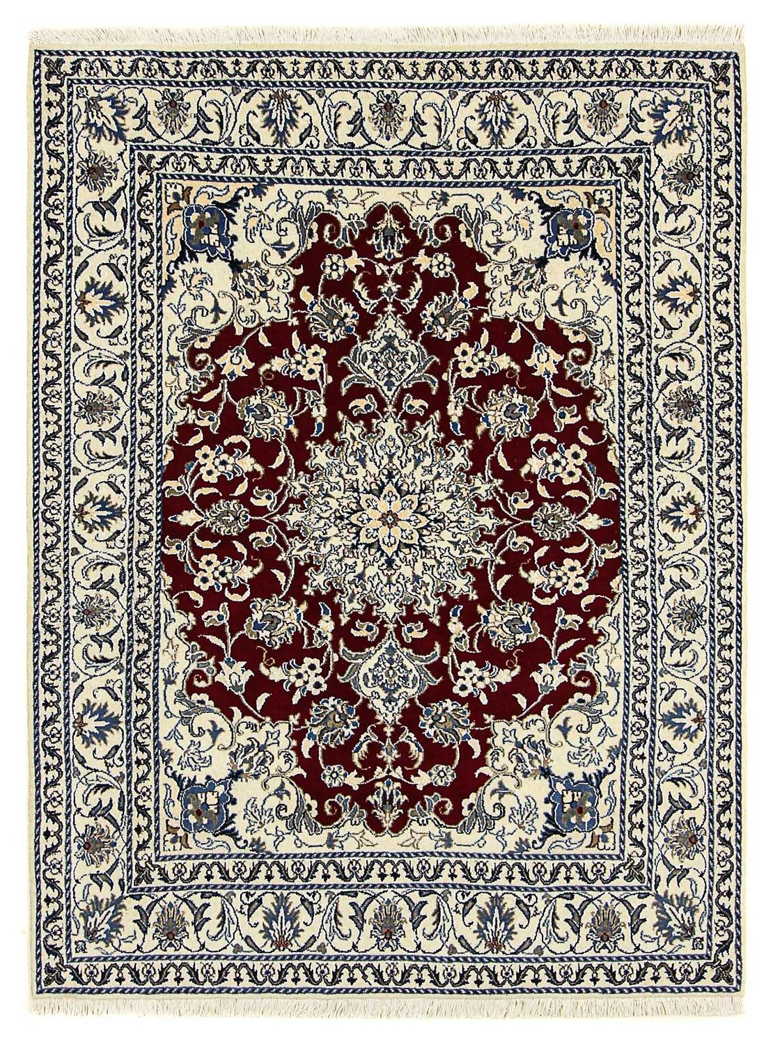 Alfombra persa - Nain - 191 x 147 cm - rojo oscuro