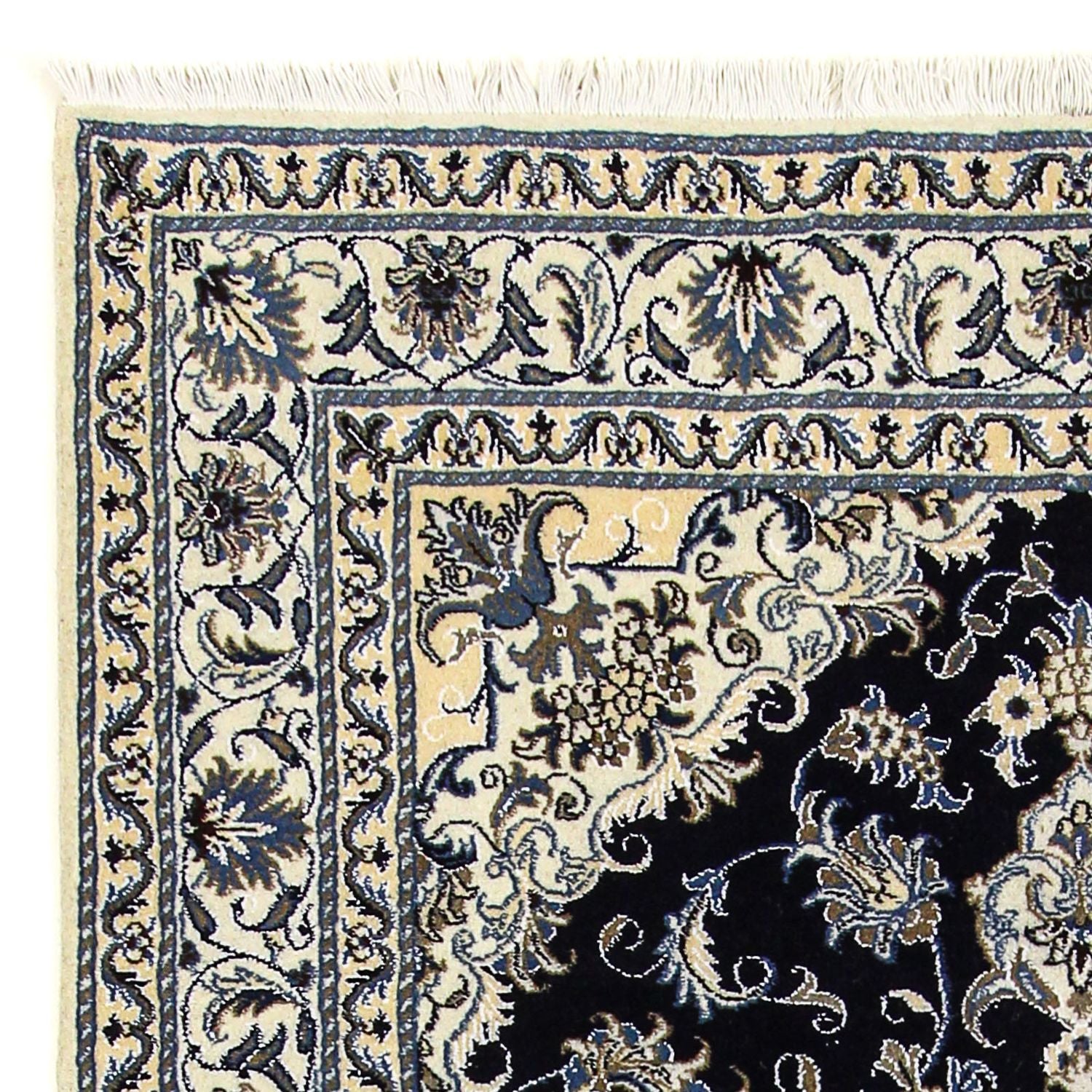 Alfombra persa - Nain - 206 x 147 cm - azul oscuro