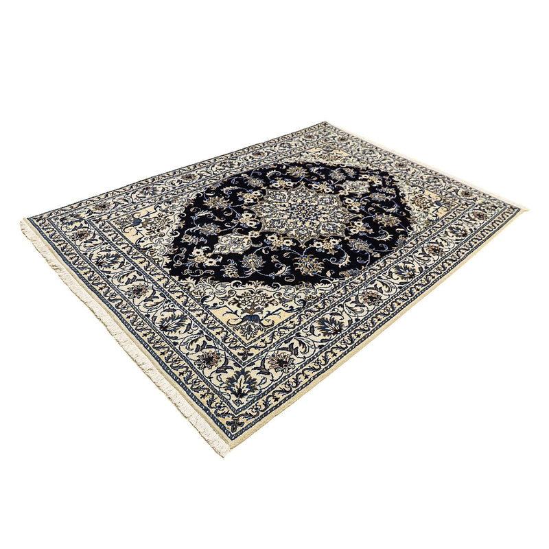 Alfombra persa - Nain - 206 x 147 cm - azul oscuro