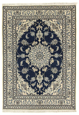 Alfombra persa - Nain - 206 x 153 cm - azul oscuro