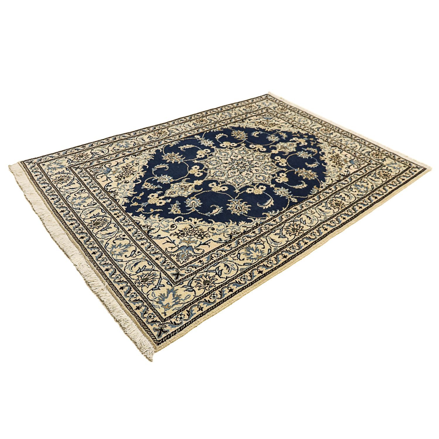 Alfombra persa - Nain - 206 x 153 cm - azul oscuro