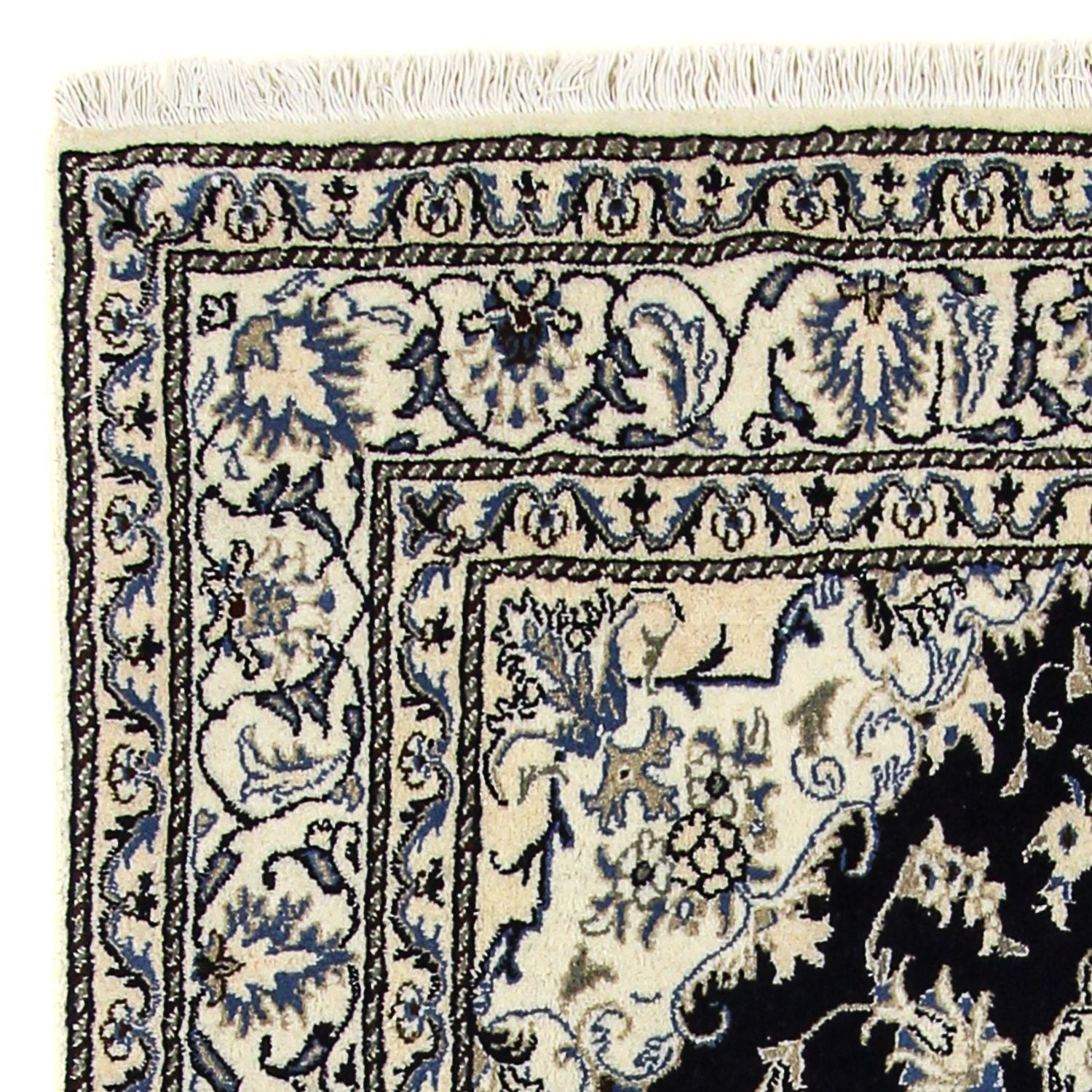 Alfombra persa - Nain - 203 x 143 cm - azul oscuro