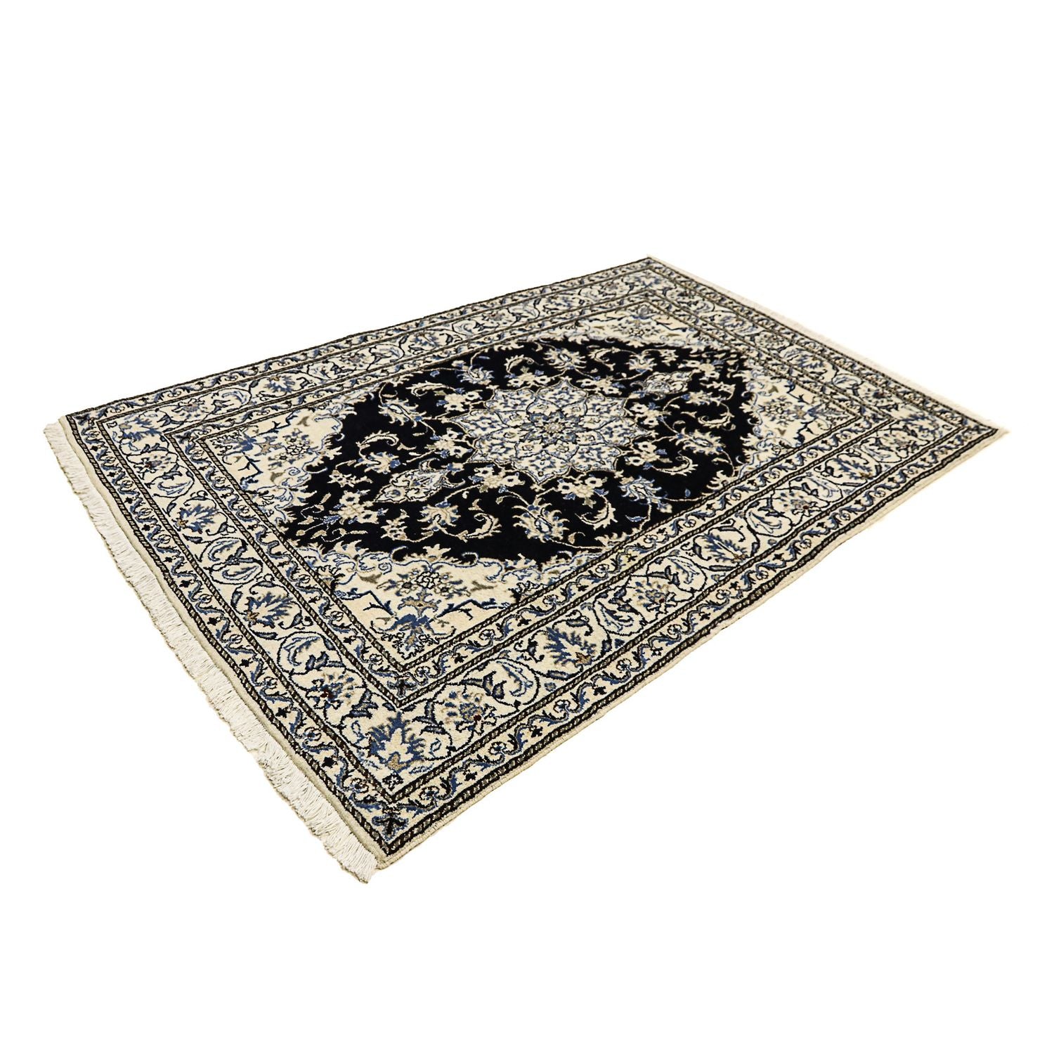 Alfombra persa - Nain - 203 x 143 cm - azul oscuro