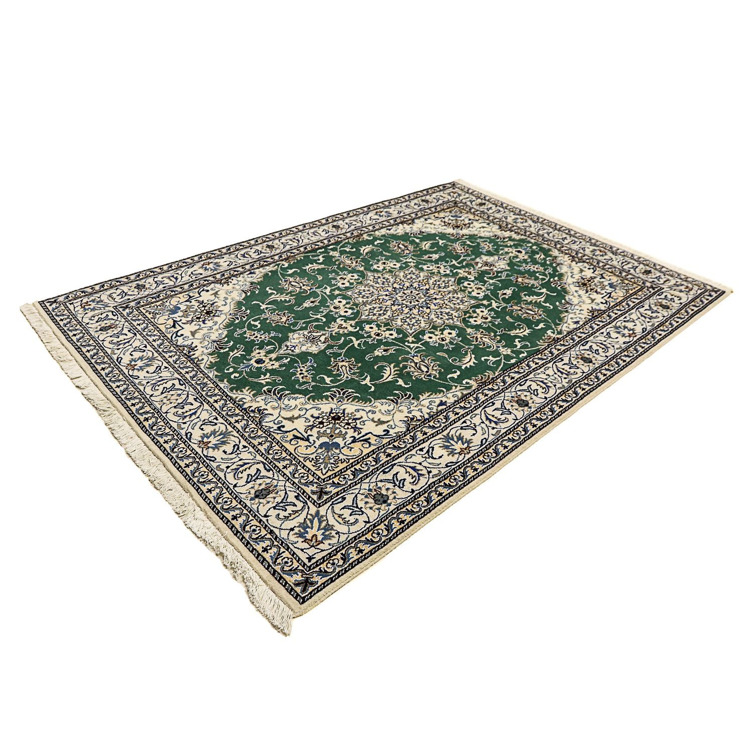 Alfombra persa - Nain - 237 x 168 cm - verde oscuro