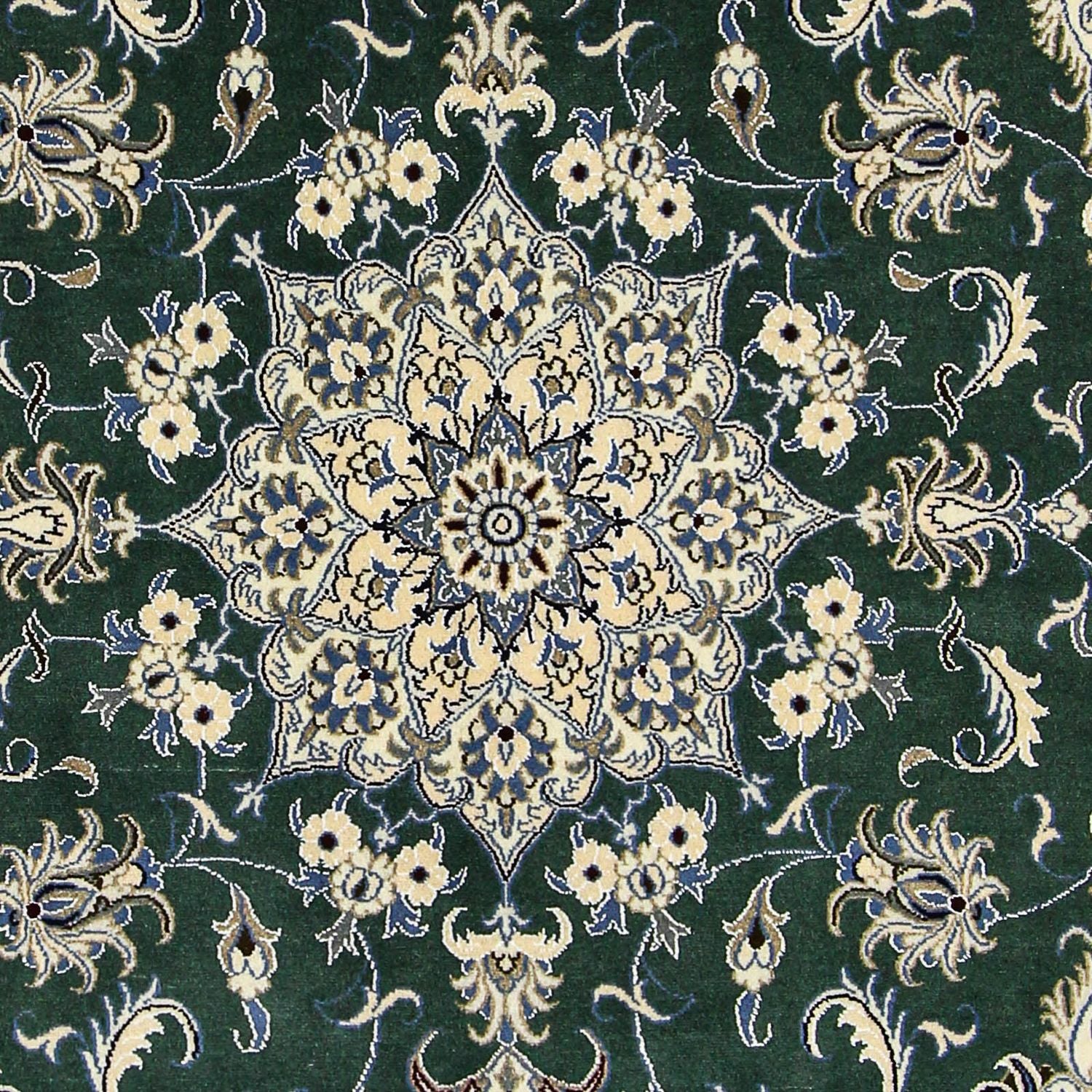 Alfombra persa - Nain - 245 x 170 cm - verde oscuro