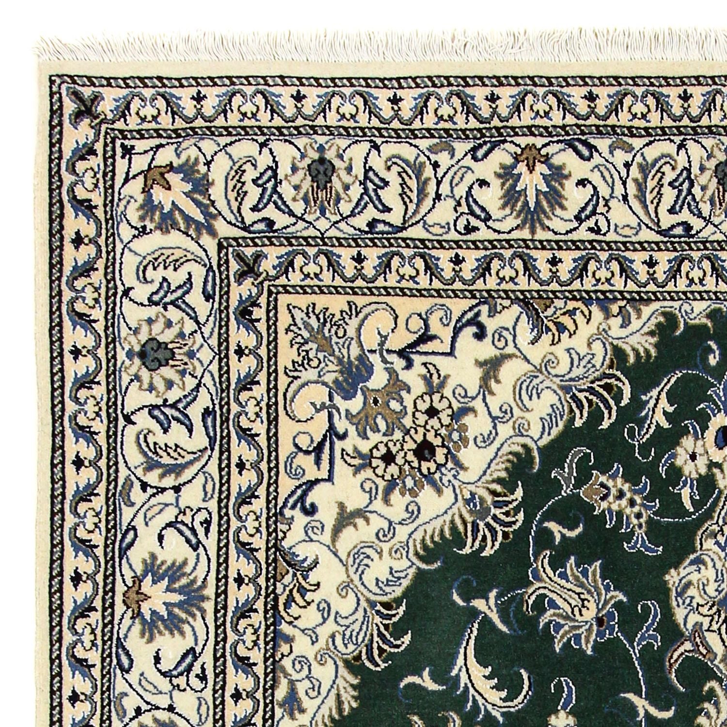 Alfombra persa - Nain - 245 x 170 cm - verde oscuro