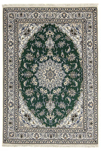 Alfombra persa - Nain - 244 x 168 cm - verde oscuro