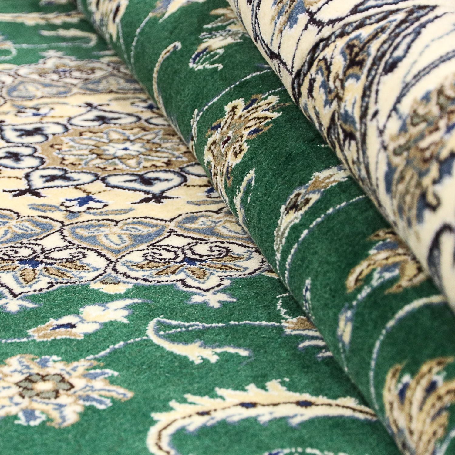 Alfombra persa - Nain - 286 x 200 cm - verde oscuro
